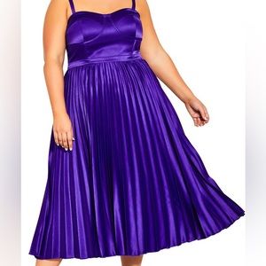 City Chic Purple Pleated Midi Dress